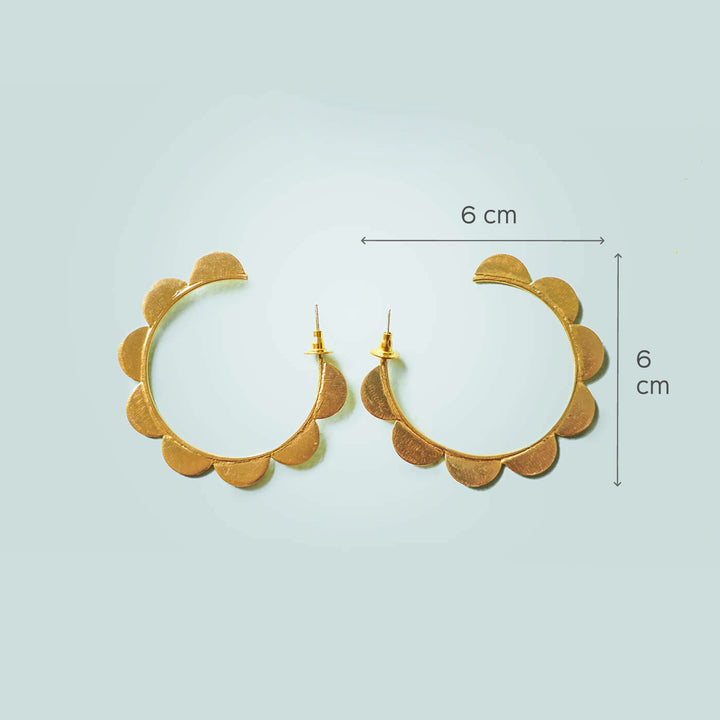Gold Scallop Brass Hoops