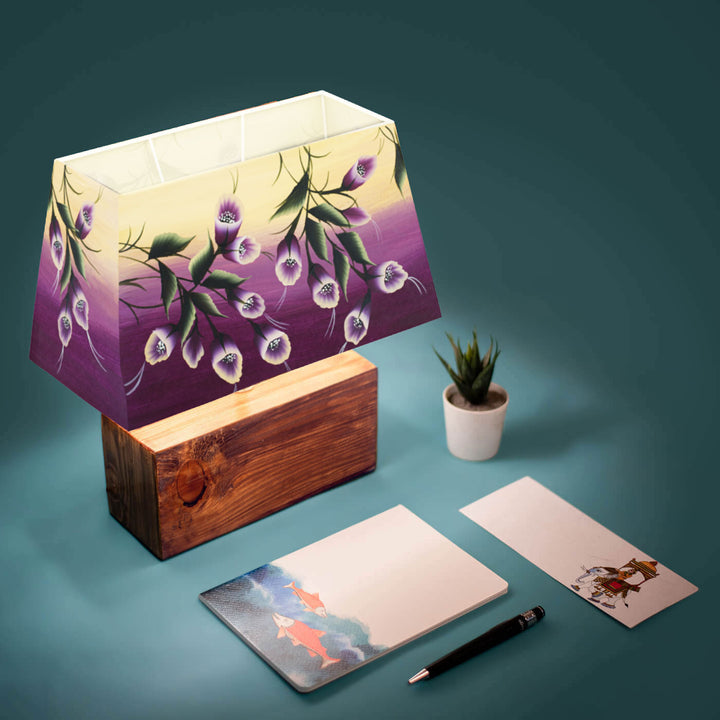 Hand Painted One Stroke Art Rectangular Floral Empire Lamp