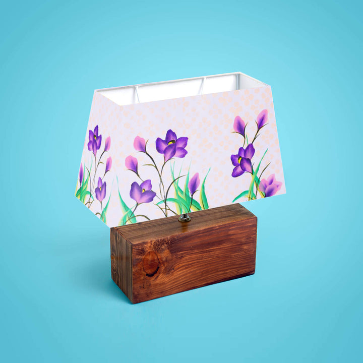 Hand Painted One Stroke Art Rectangular Floral Empire Lamp - Purple