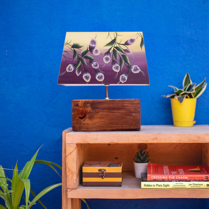 Hand Painted One Stroke Art Rectangular Floral Empire Lamp
