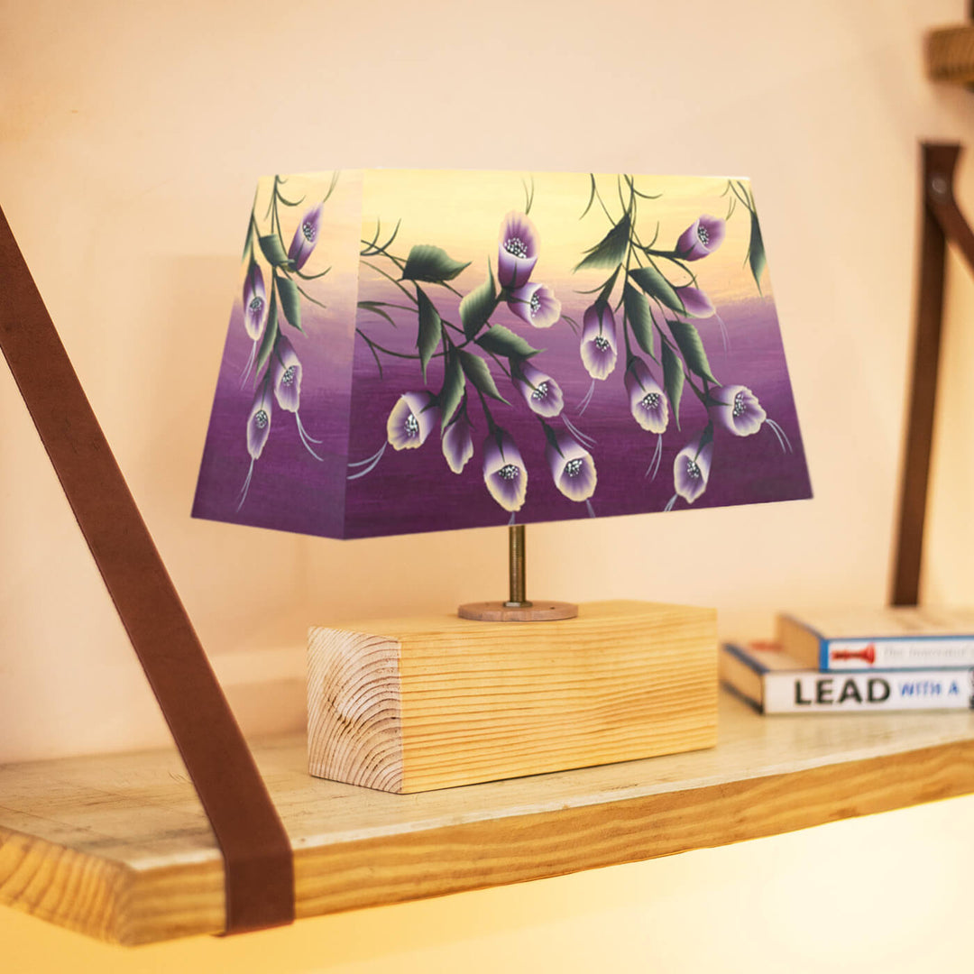 Hand Painted One Stroke Art Rectangular Floral Empire Lamp