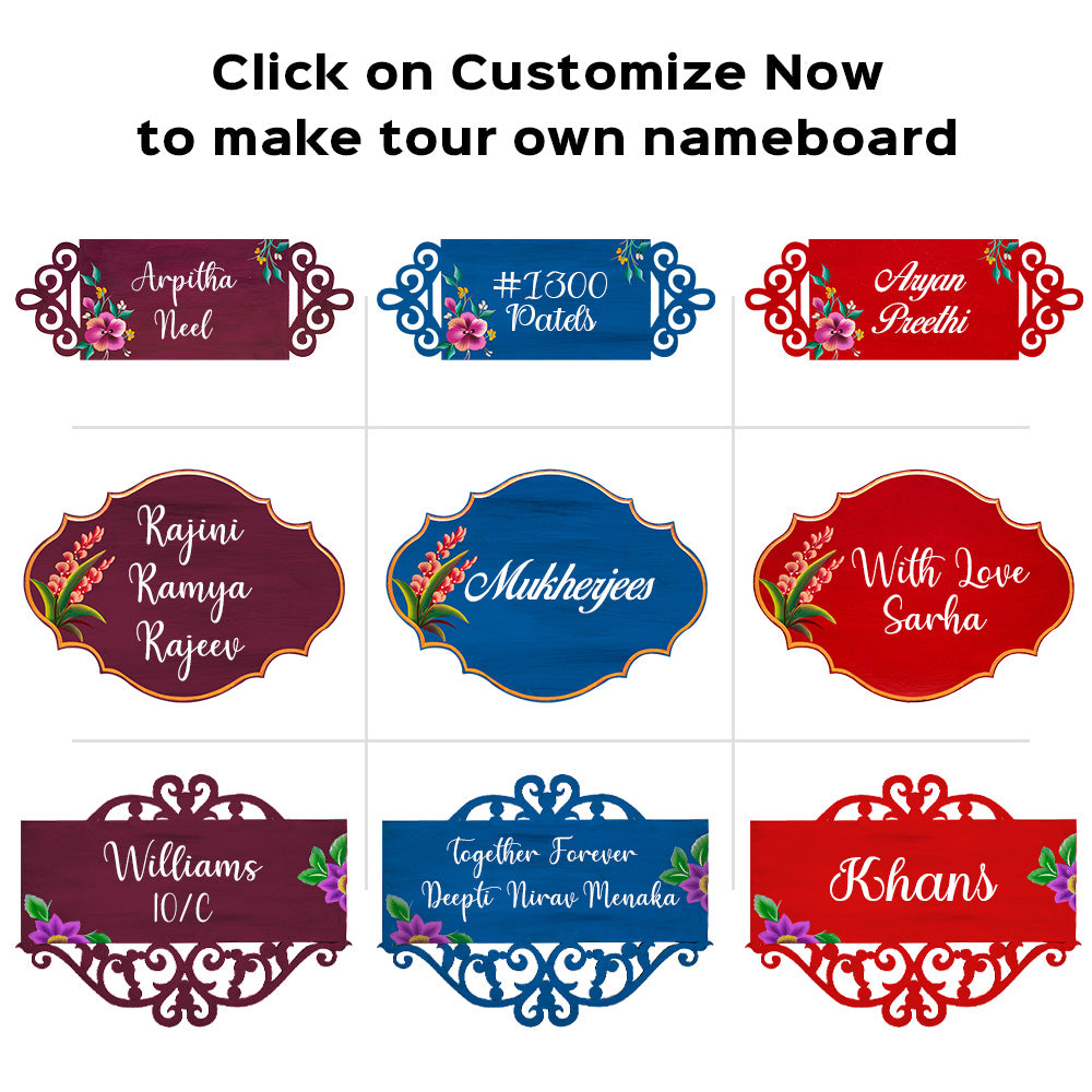 Handpainted Rectangular One Stroke Art Nameboard - Maroon