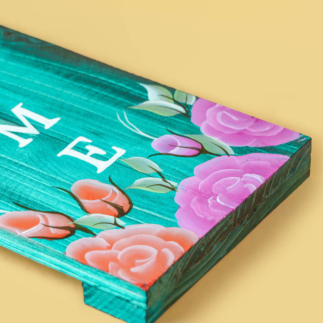 One Stroke Art Welcome Board - Turquoise