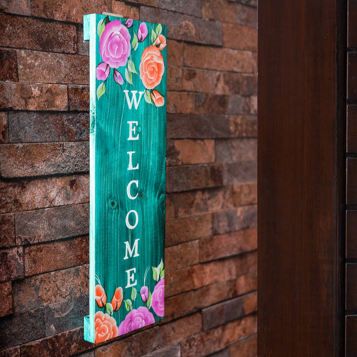 One Stroke Art Welcome Board - Turquoise