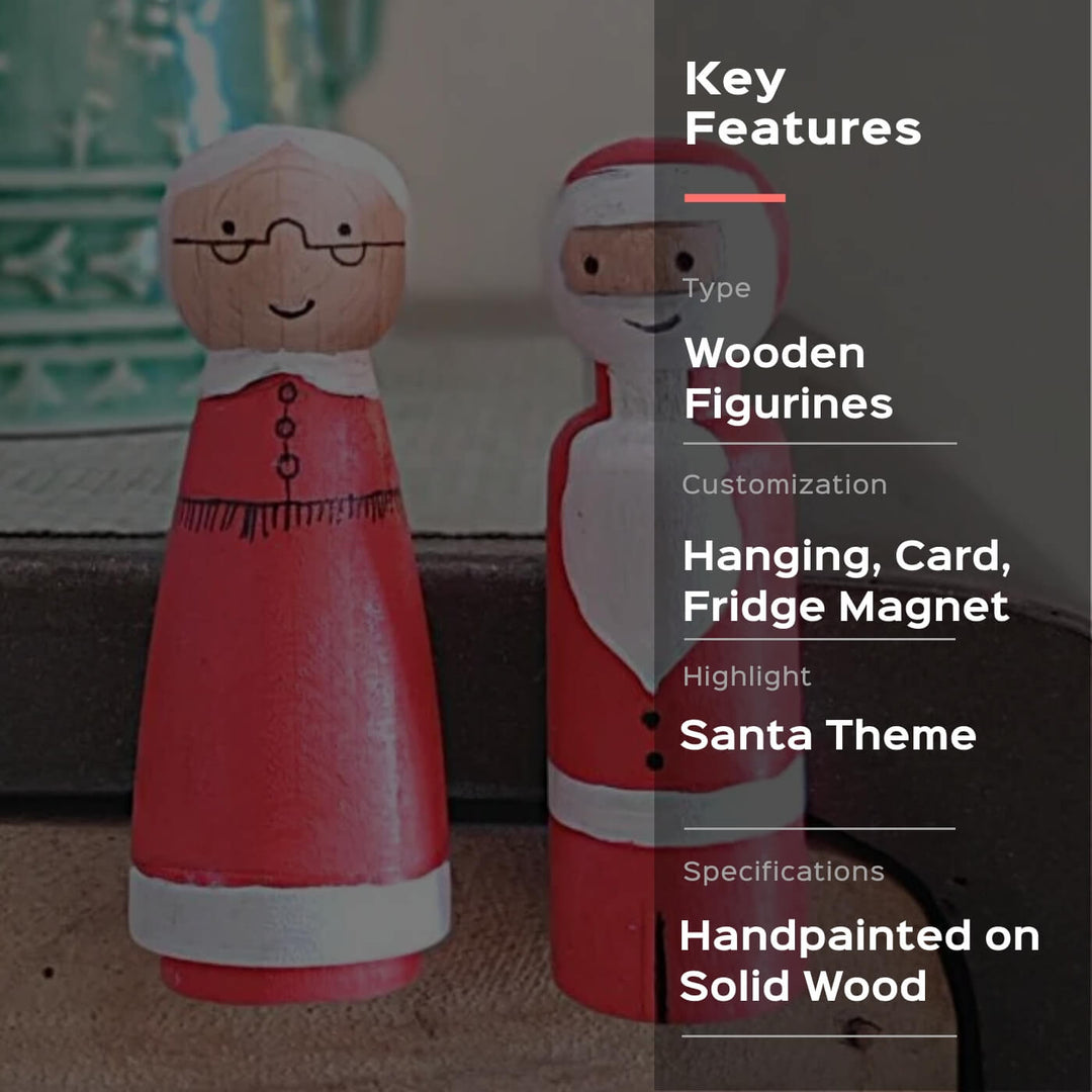 Hand-painted Couple Santa Miniatures - Magnet