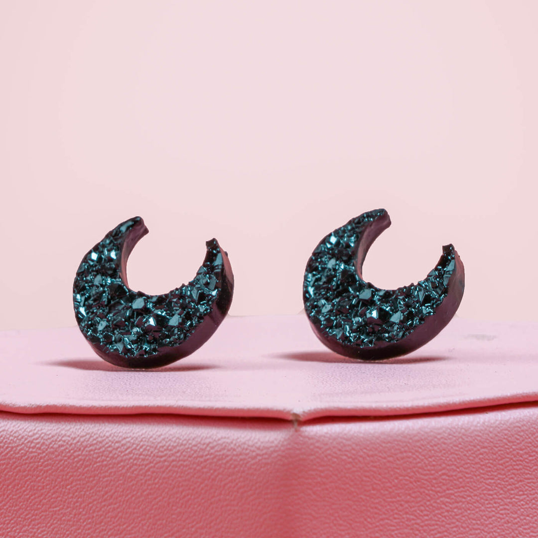 Handcrafted Resin Earrings - Moon Face