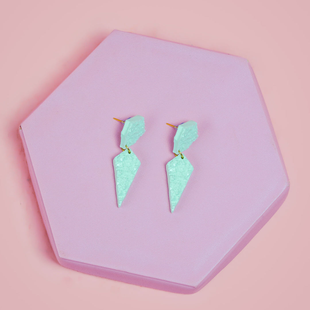 Handcrafted Resin Earrings - Pistachio Drops