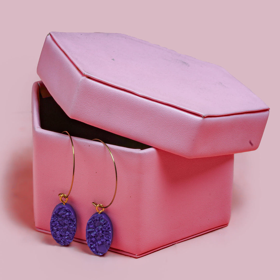 Handcrafted Resin Earrings - Lavender Delight