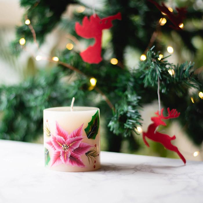 One Stroke Art Hand-painted Candle - Floral Pink