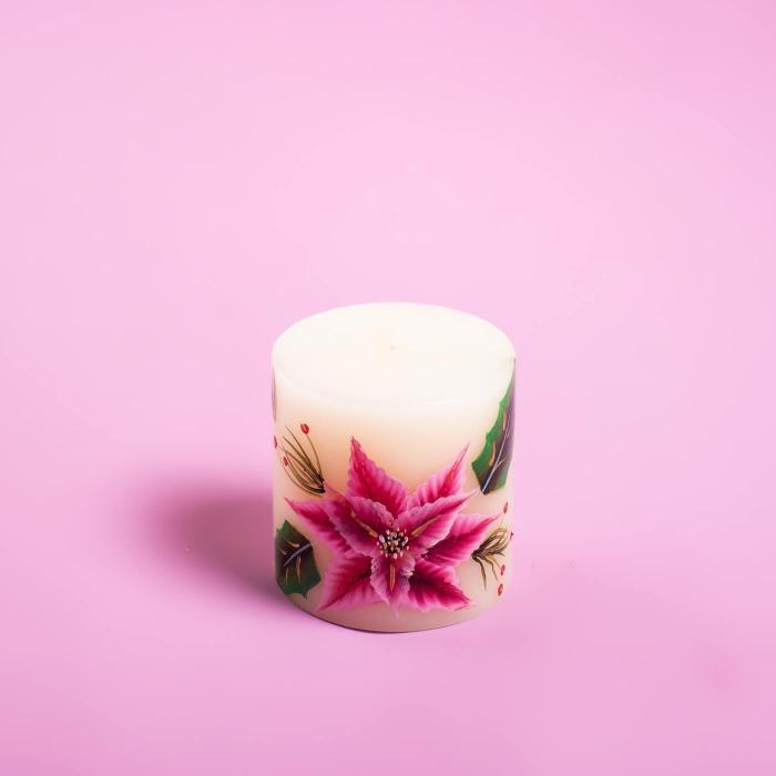 One Stroke Art Hand-painted Candle - Floral Pink