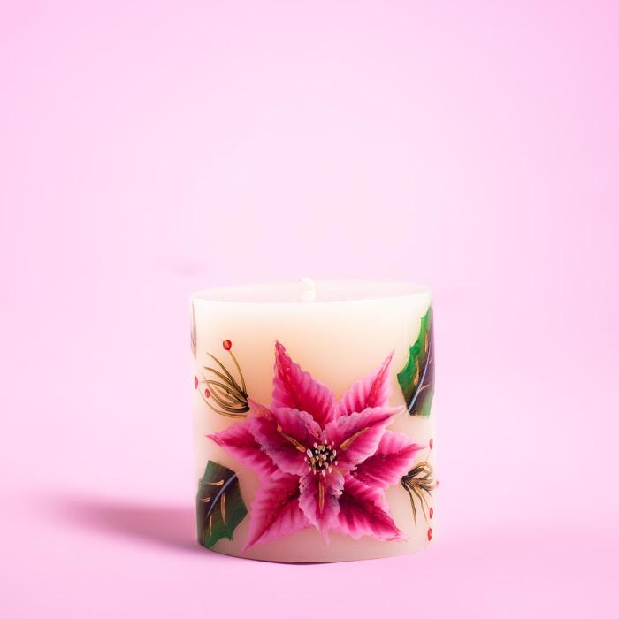 One Stroke Art Hand-painted Candle - Floral Pink
