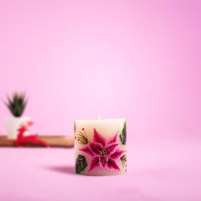 One Stroke Art Hand-painted Candle - Floral Pink