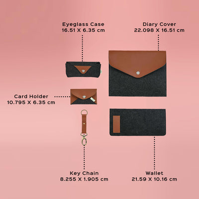 The Travel Companion Eco-felt & Vegan Leather Hamper - Pack of 5
