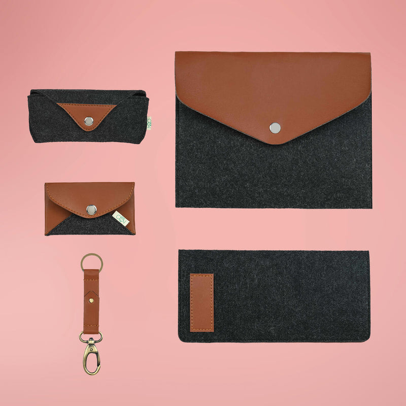 The Travel Companion Eco-felt & Vegan Leather Hamper - Pack of 5