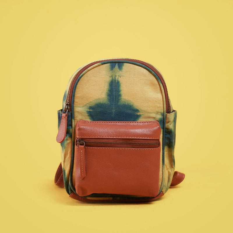 Shibori Mini Backpack - Yellow & Blue