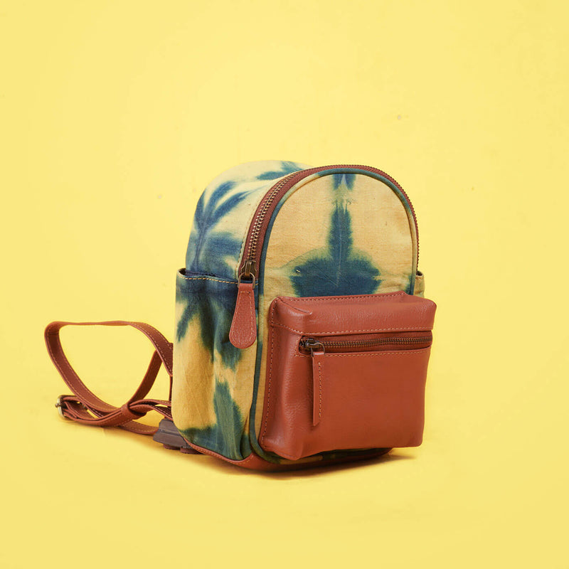 Shibori Mini Backpack - Yellow & Blue