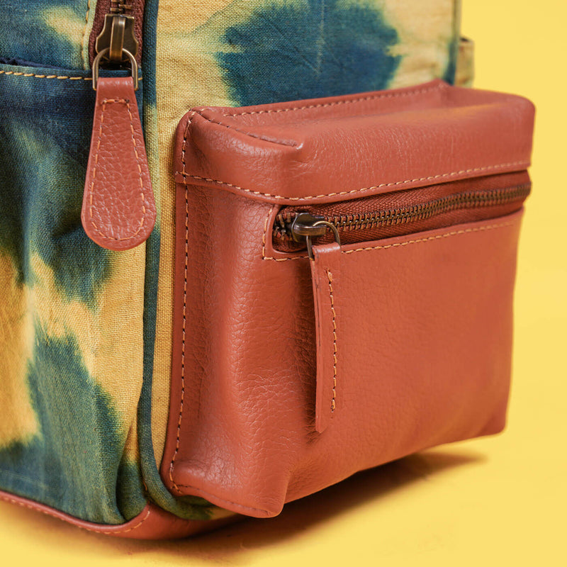 Shibori Mini Backpack - Yellow & Blue