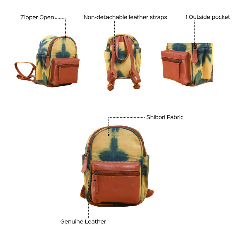 Shibori Mini Backpack - Yellow & Blue