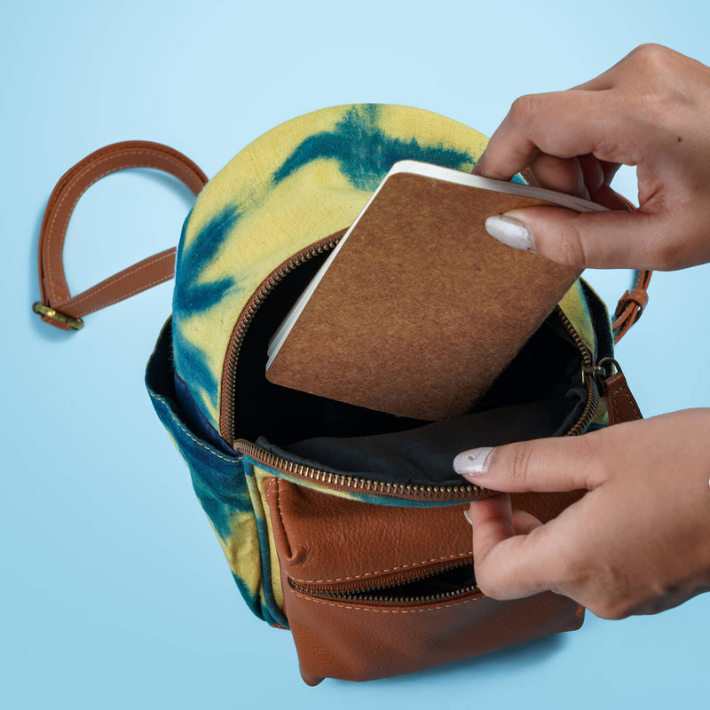 Shibori Mini Backpack - Yellow & Blue