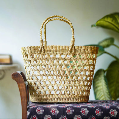 Handwoven Jaali Beach Basket