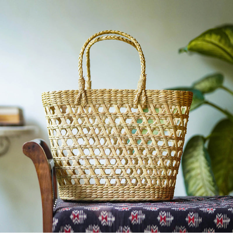Handwoven Jaali Beach Basket