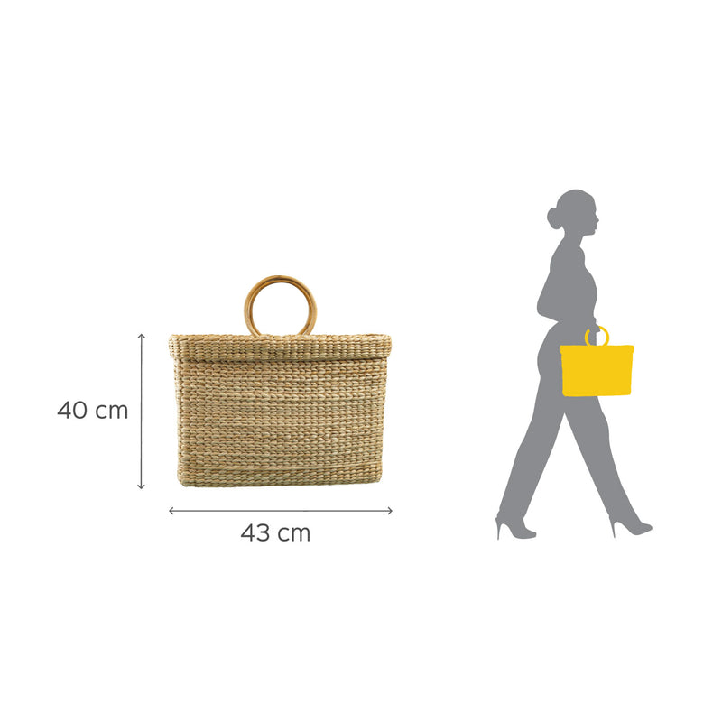 Structured Beach Bag With Cane Handles