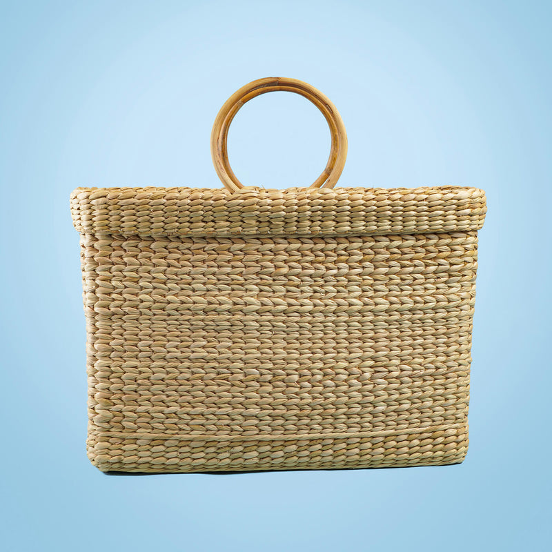 Structured Beach Bag With Cane Handles