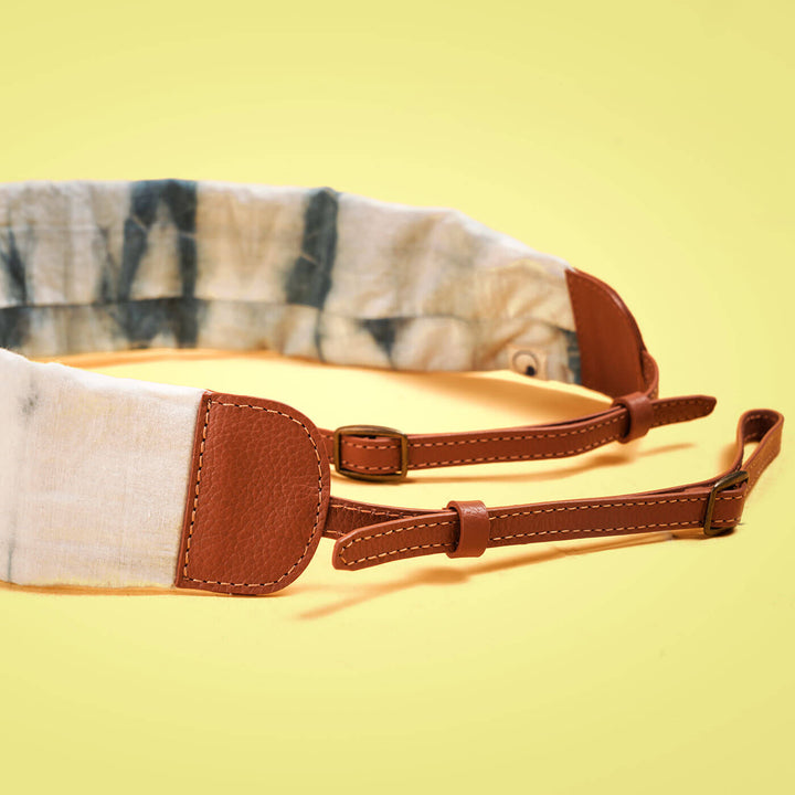 Wide Shibori Camera Strap - Blue