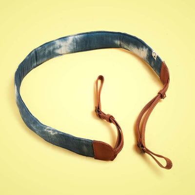 Thin Shibori Camera Strap - Blue