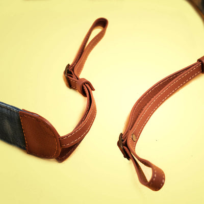 Thin Shibori Camera Strap - Blue