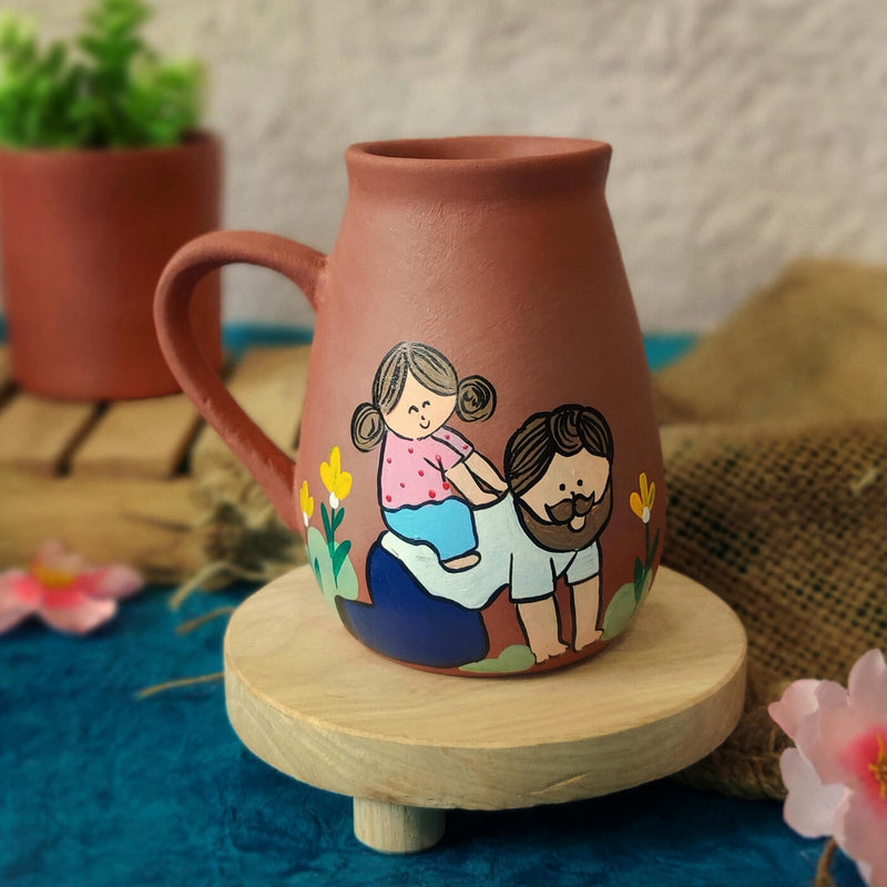 Handpainted Clay Mug For Father & Daughter