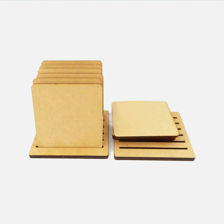 Saver Bundle - Ready-To-Paint MDF Square Coaster Bases with Stand - KP021
