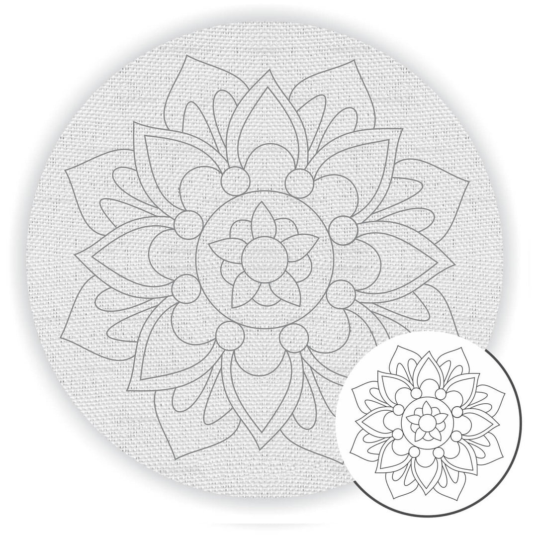 Pre Marked Canvas Base - Floral Chintz Mandala - 3051
