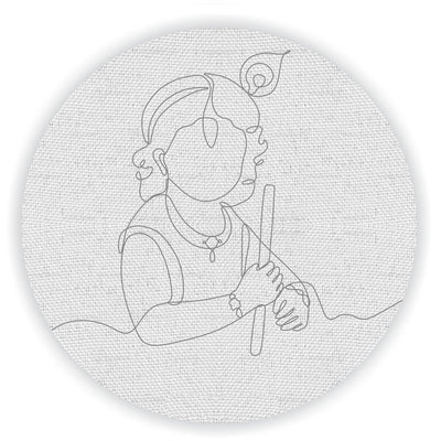 Pre Marked Canvas Base in Line Art - Young Krishna - 3055
