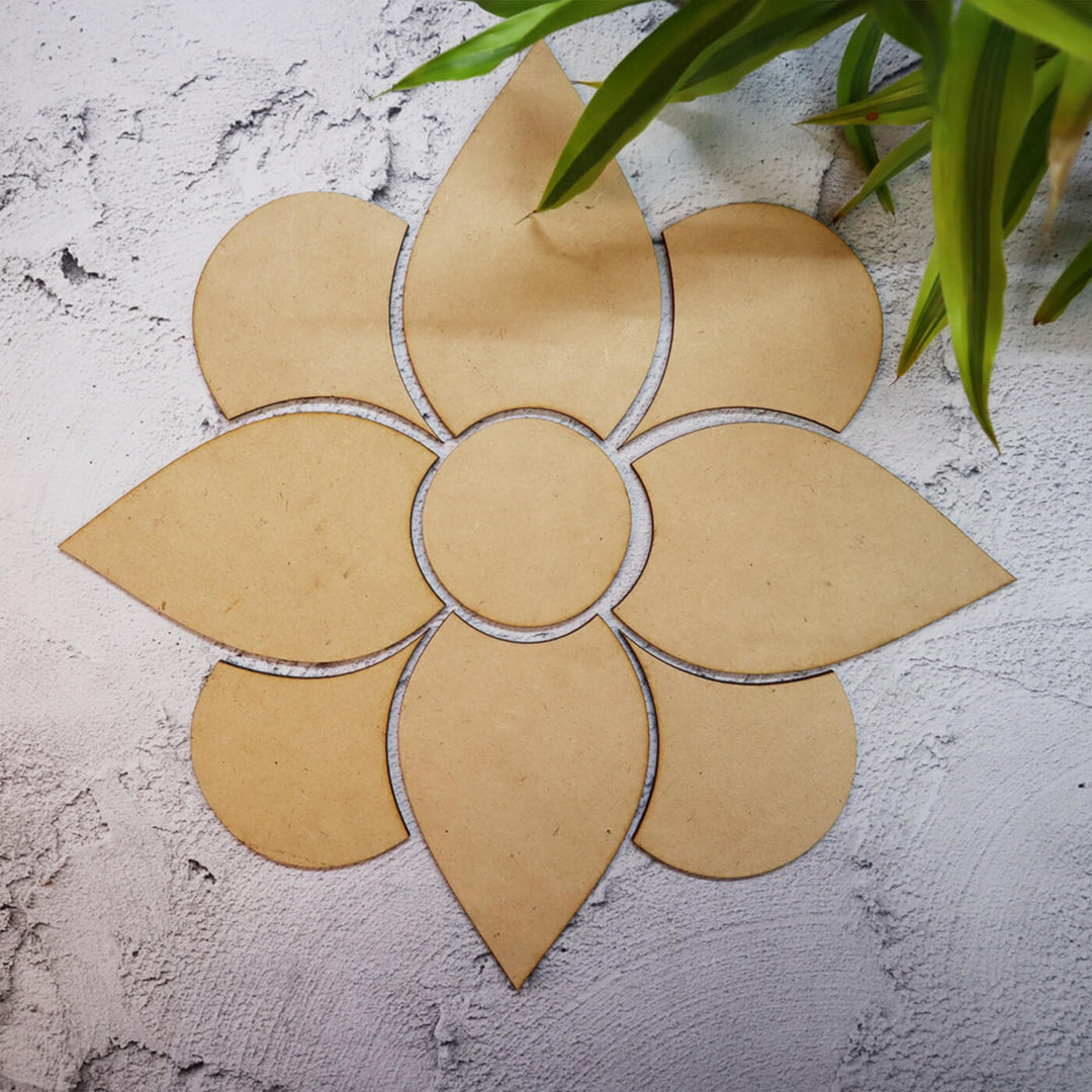 Ready to Paint MDF Four Petal Rangoli Base - RANG003