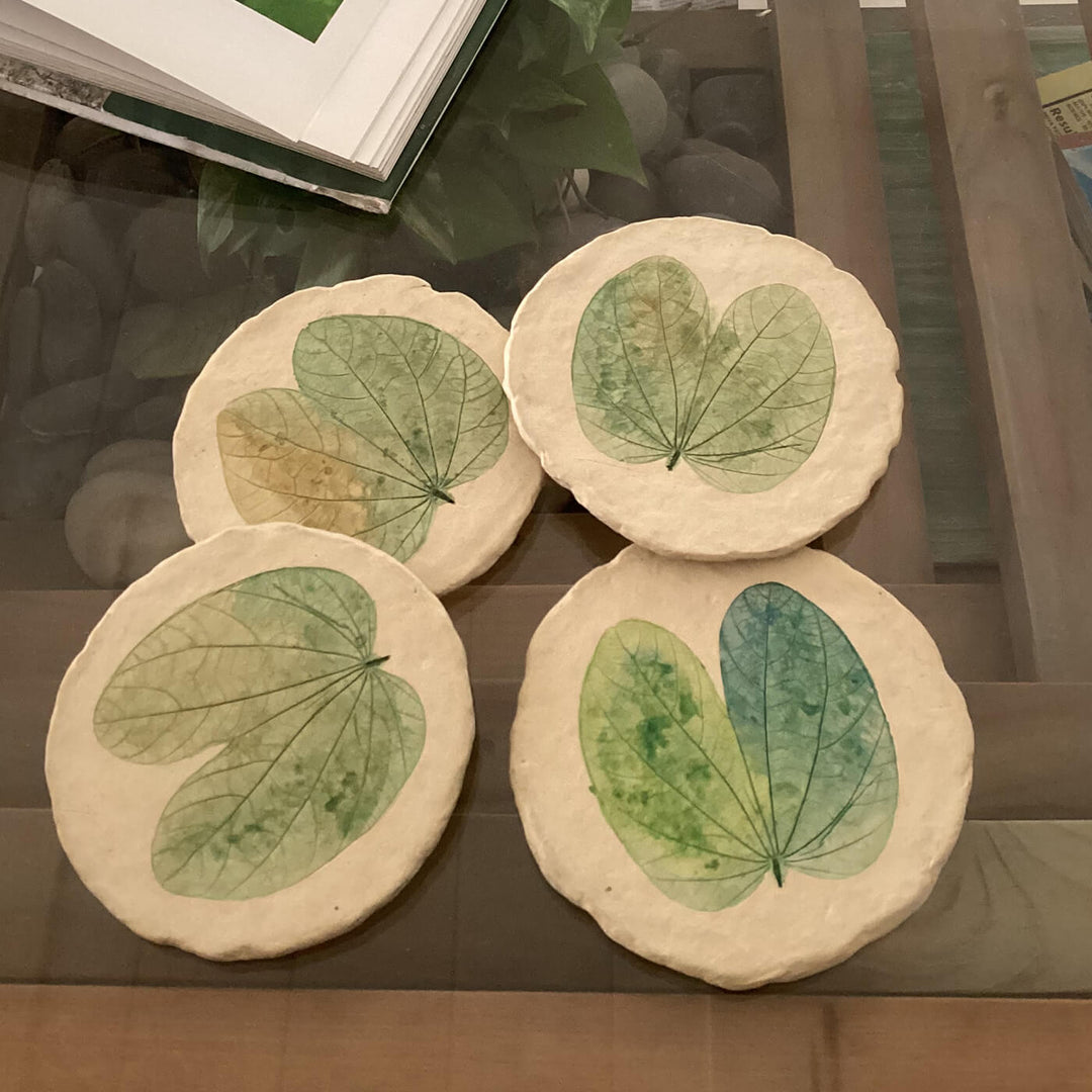 Handcrafted Leaf Imprint Coasters - Orchid Tree