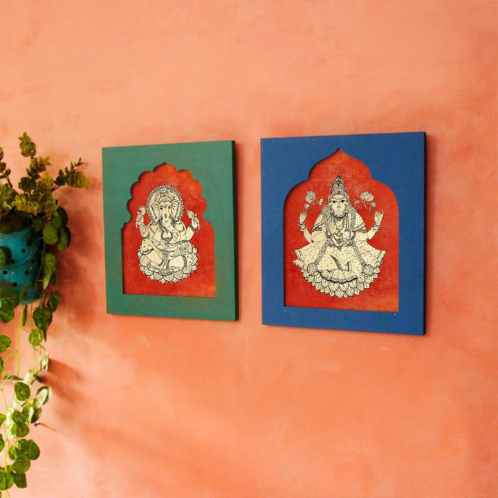 Traditional Wall Frames - Laxmi Ganesh - Set of 2