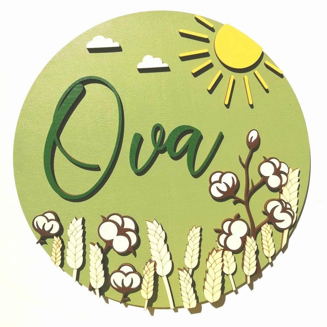 Painted Nameboard for Kids - Sunny Field
