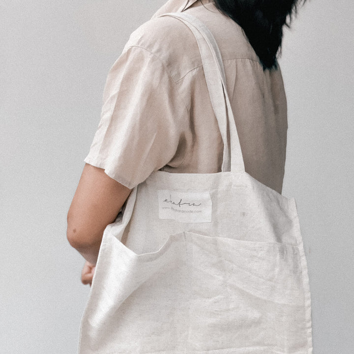 Premium Linen Tote Bag - White