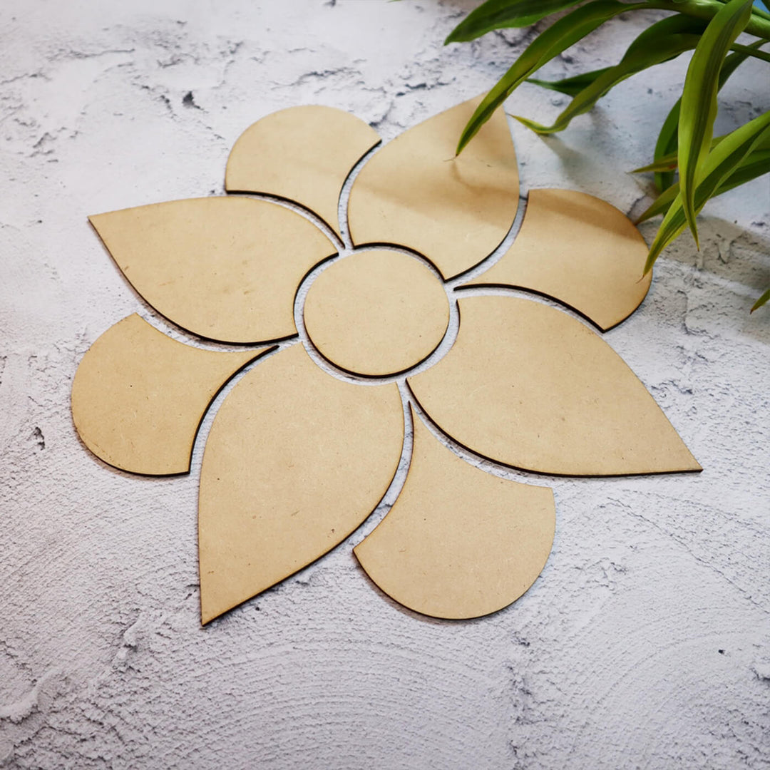 Ready to Paint MDF Four Petal Rangoli Base - RANG003