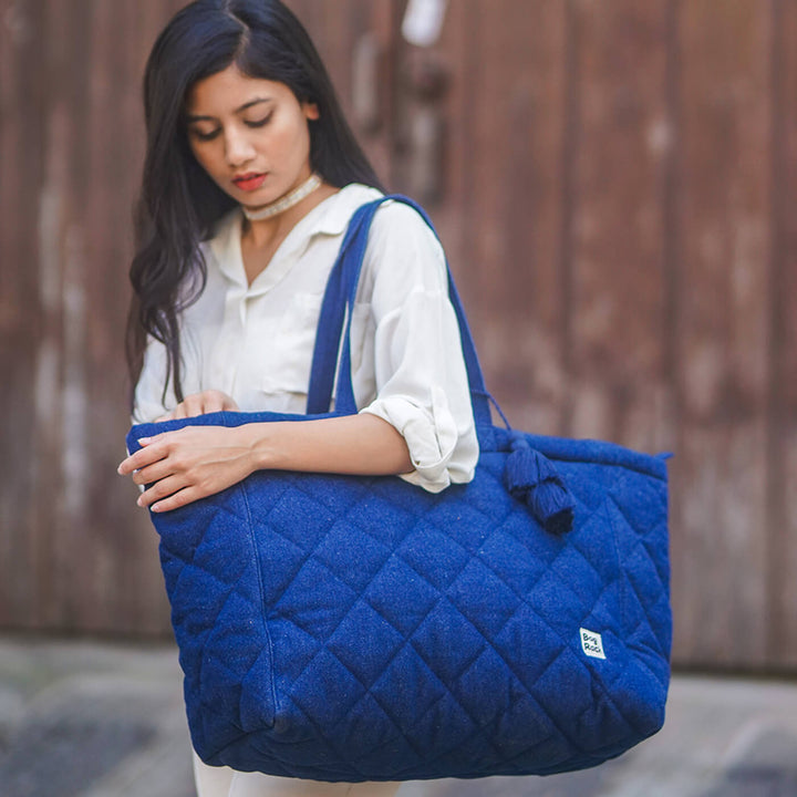 Quilted Denim Tote