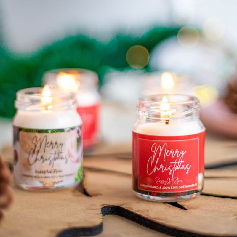 Scented Soy Wax Christmas Candle Mini Jars - Set of 2