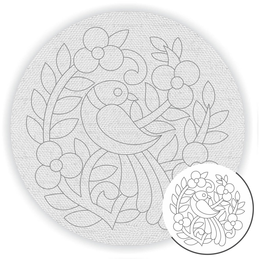 Pre Marked Canavs Base - Short Bird & Flowers - 3006