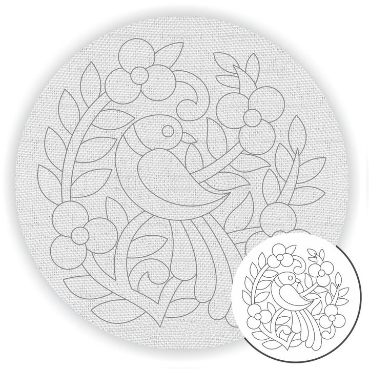 Pre Marked Canavs Base - Short Bird & Flowers - 3006