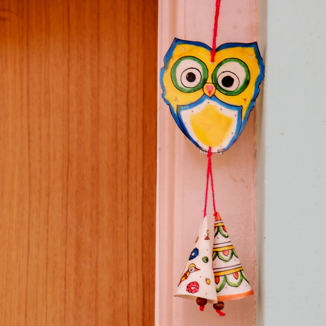 Hand-painted Owl with Tassels Tholu Puppet Hanging