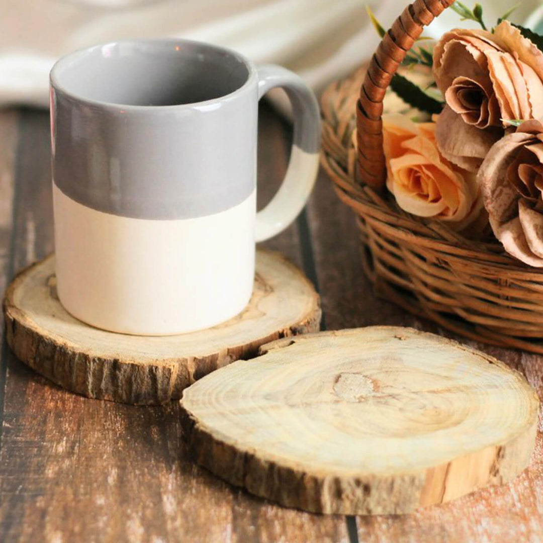 Natural Wooden Bark Coaster & Tealight Candle Holders