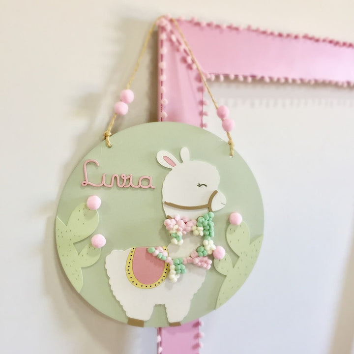 Quirky Painted Nameboard For Kids Cute Sheep - Hanging Wall Decoration with Name