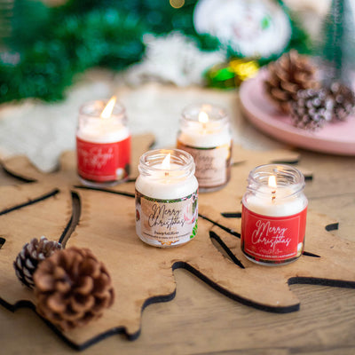 Scented Soy Wax Christmas Candle Mini Jars - Set of 2