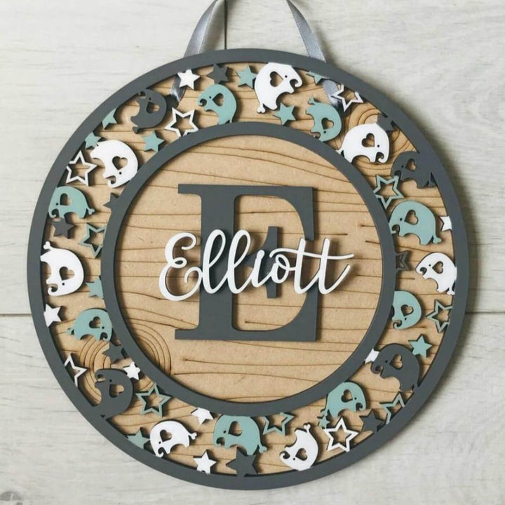 Painted Nameboard For Kids Initial Name With Floral Border - Hanging with Name Personalization
