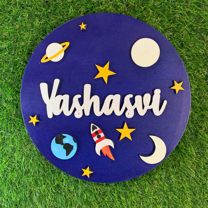 Quirky Painted Nameboard for Kids - Space Theme